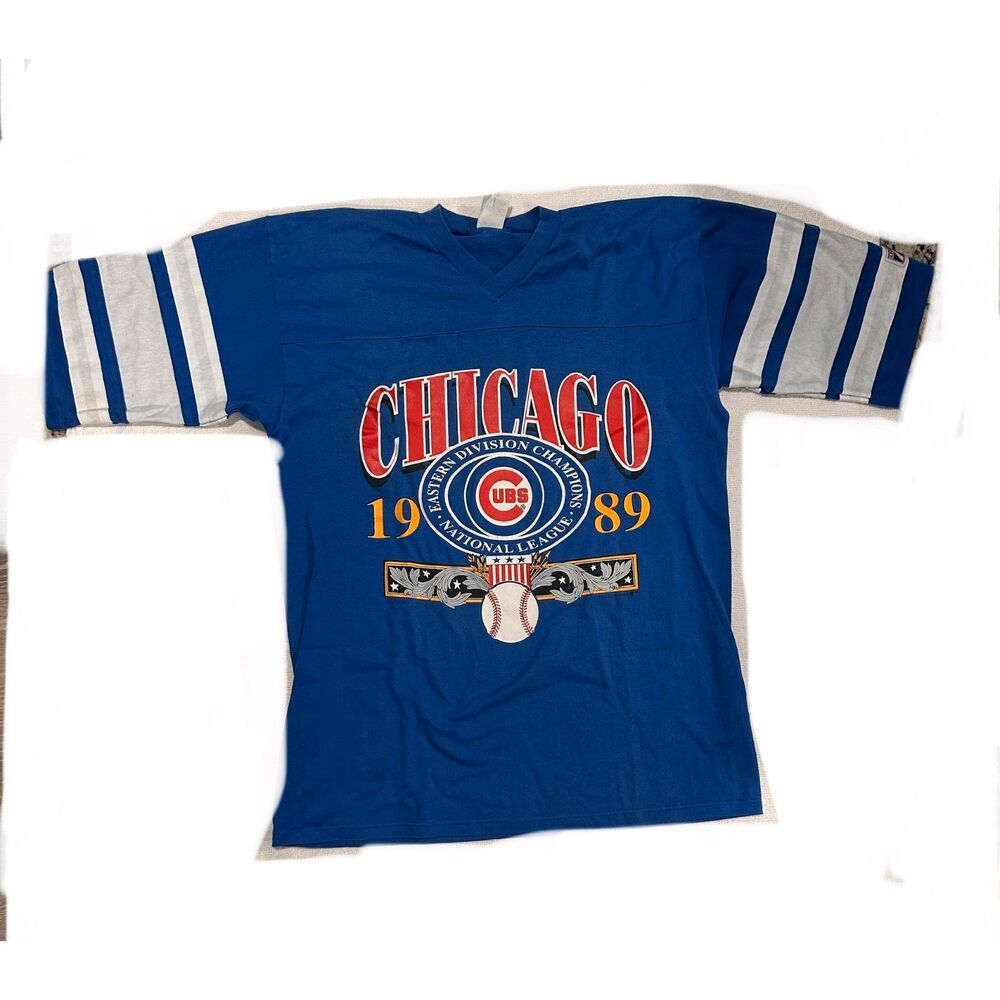 Vintage Chicago Cubs Jersey Tee Shirt 1989 Eastern Division Champs Size XL